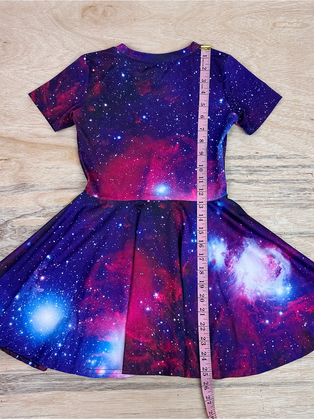 Girls Short Sleeve Celestial Galaxy Print Twirl Dress - Picture 5 of 7